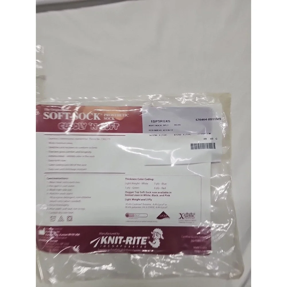 2 NEW Knit-Rite Soft‎ Sock Prosthetic 1SP5RGXS 5-PLY Soft Proximal